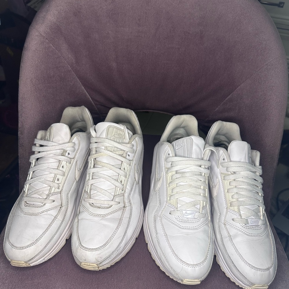 (2 Pair) Nike Air Max LTD 3 Triple White Sneakers